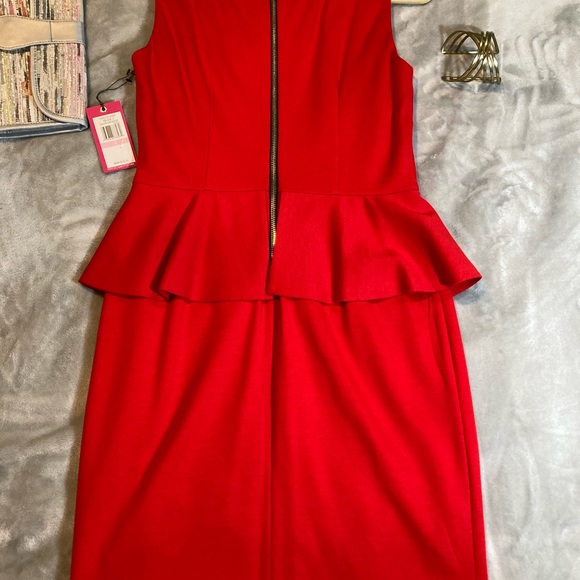 Vince Camuto Red Peplum Dress NWT S6 - Picture 7 of 12